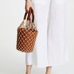 STAUD Moreau Cage Bucket Bag in Saddle Brown